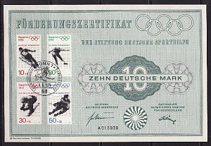 ФРГ, 1971, Олимпиада 1972, Виды спорта, Сертификат 10 марок